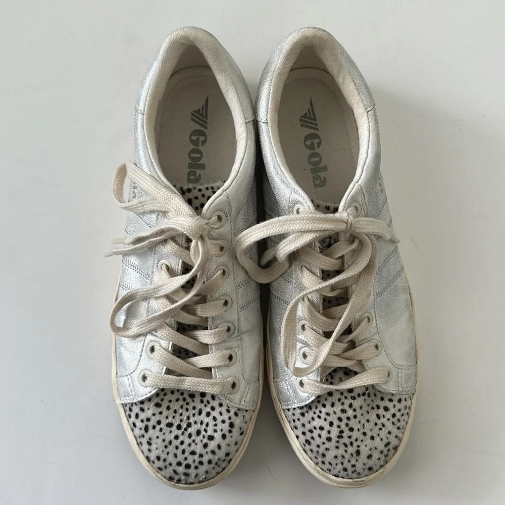 Gola Orchid II Leopard Women's sneakers size 8 white and silver metallic